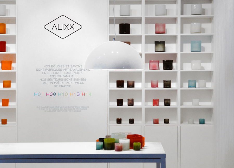 Logo and interior signage designed by Coast for handmade scented candles and soap brand Alixx