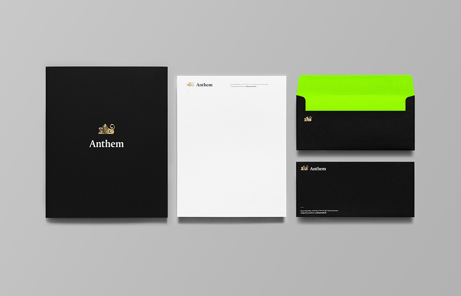 Stationery with embossed gold foil detail by Anagrama for football scout and transfer business Anthem