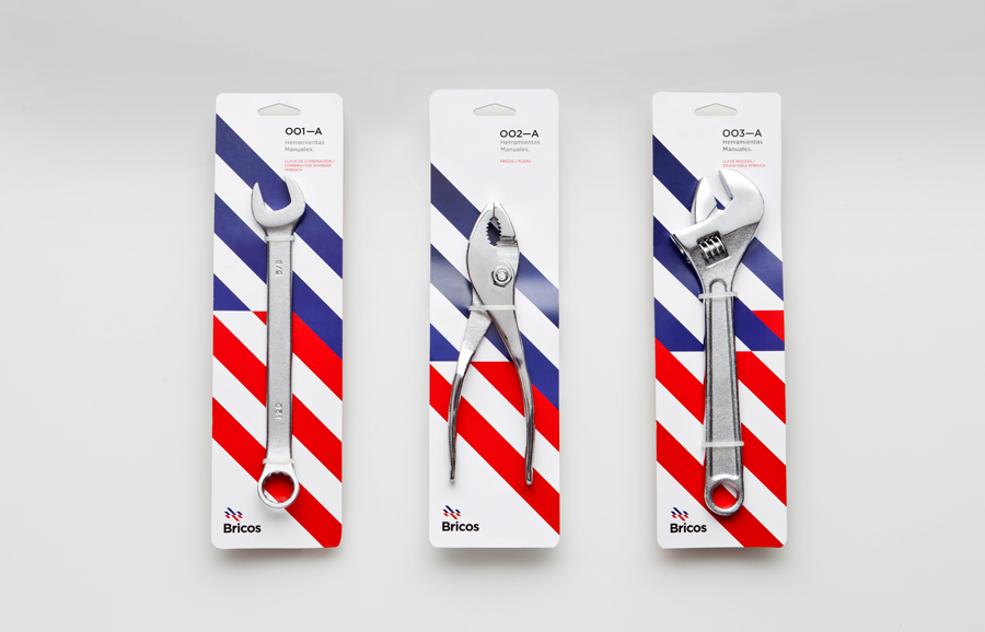Tool packaging designed by Anagrama for Mexican electrical hardware store Bricos