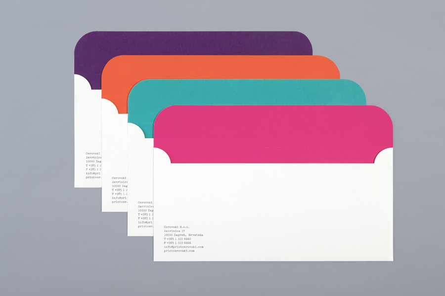 Envelopes for print production studio Cerovski designed by Bunch