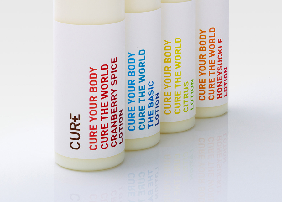 Packaging and branding by Mucho for Californian based handcrafted body care company Cure