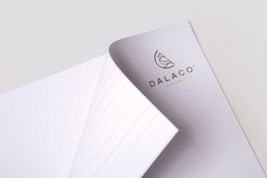 Logo and headed paper with silver block foil detail designed by Believe In for Dalaco