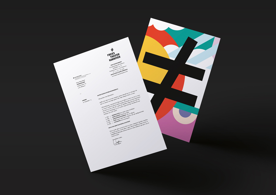 Headed paper with bright illustrative reverse for Freies Theater Hannover by Bureau Hardy Seiler