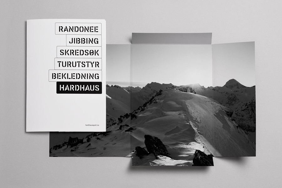 Logotype and print designed by Heydays for mountain sports retailer Hardhaus