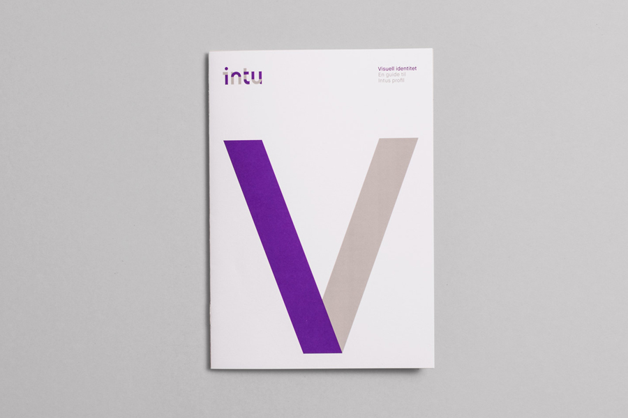 Logotype and print with a purple spot colour detail designed by Heydays for Norwegian accounting and consultant firm Intu