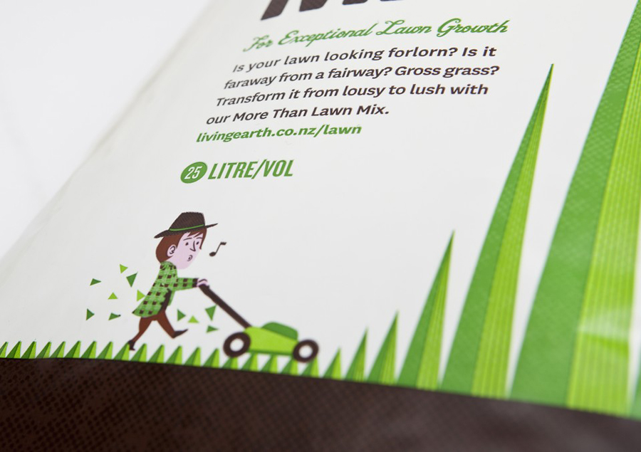 Packaging and illustration by Marx Design for organic compost Living Earth