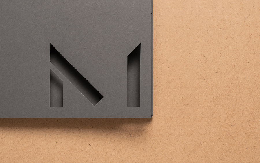 Logo and folder with detail designed by Heydays for architecture firm Mellby