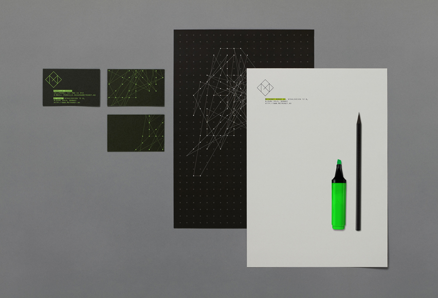 Logo and stationery design by Work In Progress for technology consultant Metronet