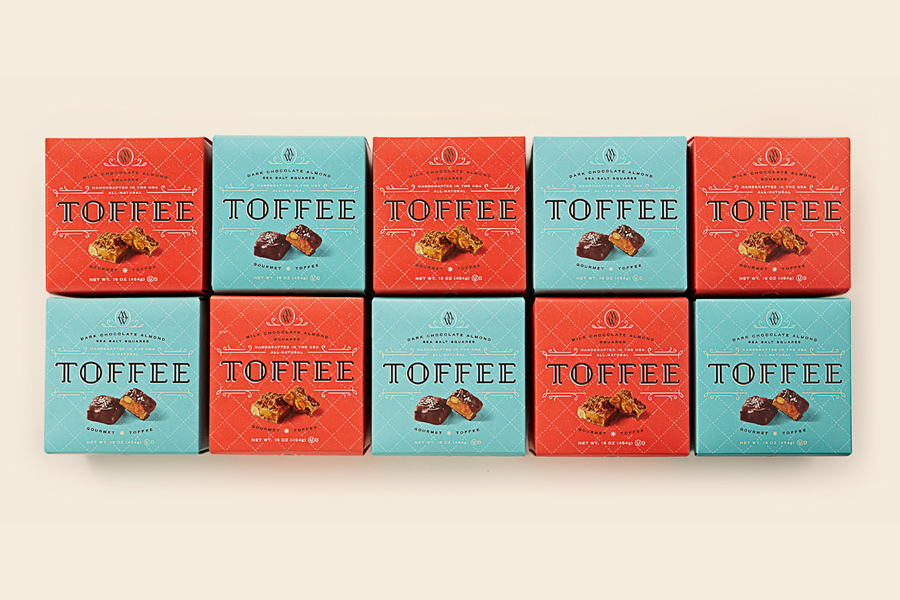 Packaging created by Studio MPLS for Mrs. Weinstein's toffee packaging