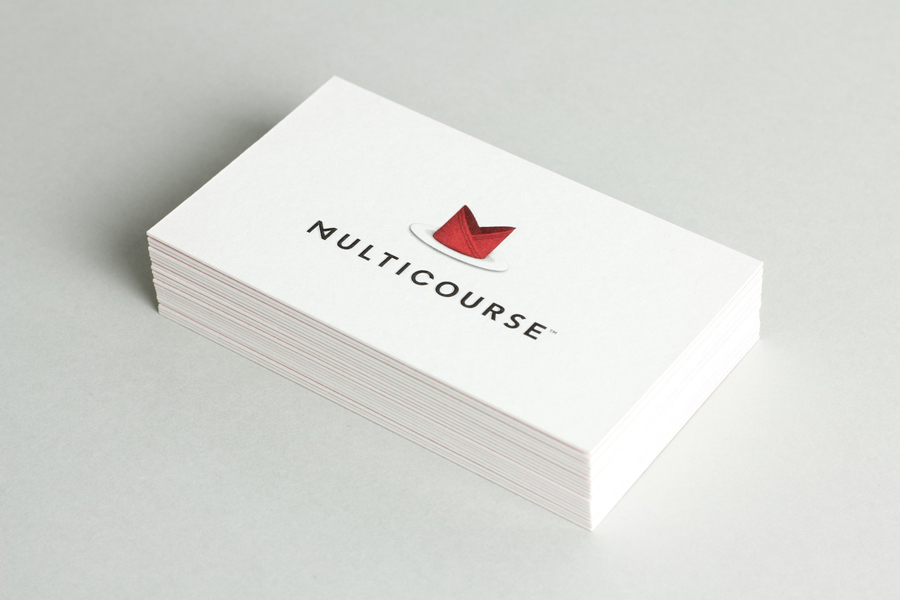 Logo and business card for Multicourse designed by Bravo Company