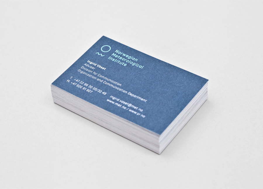 Logo and business card designed by Neue for the Norwegian Meteorological Institute - Meteorologisk Institutt 