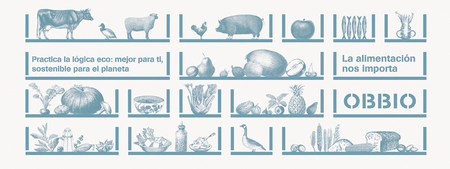 Logo and illustration by Mayuscula for Spanish organic supermarket Obbio