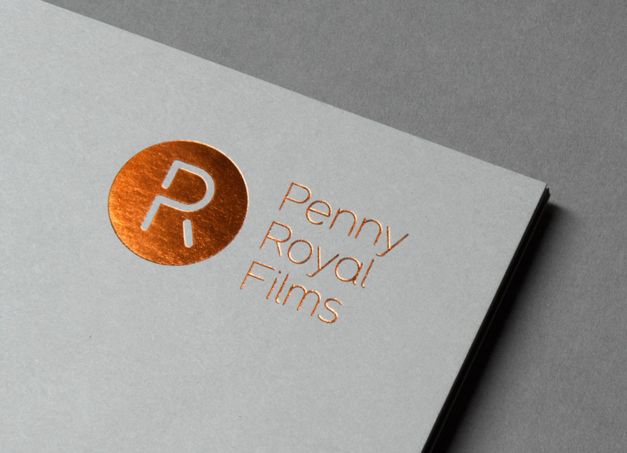 Logo and print with copper block foil print finish designed by Alphabetical for Penny Royal Films