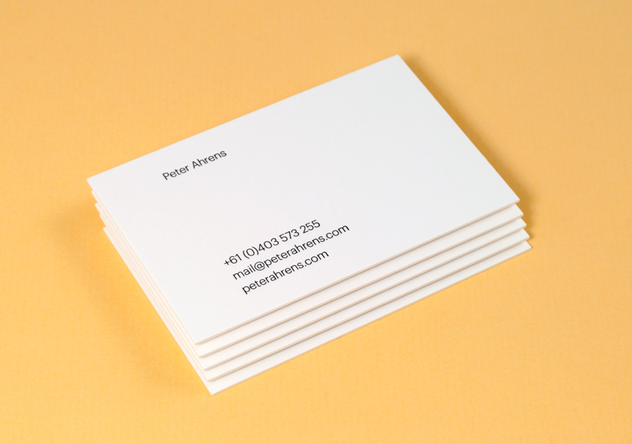 Logo and letterpress business cards for photographer Peter Ahrens by Studio Jubilee