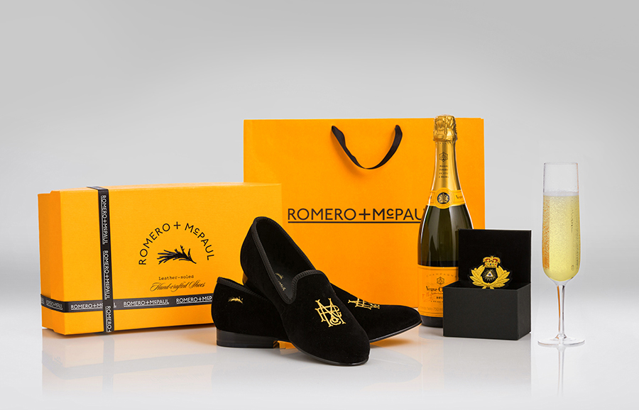 Logo and packaging design by Anagrama for luxury slipper brand Romero+McPaul