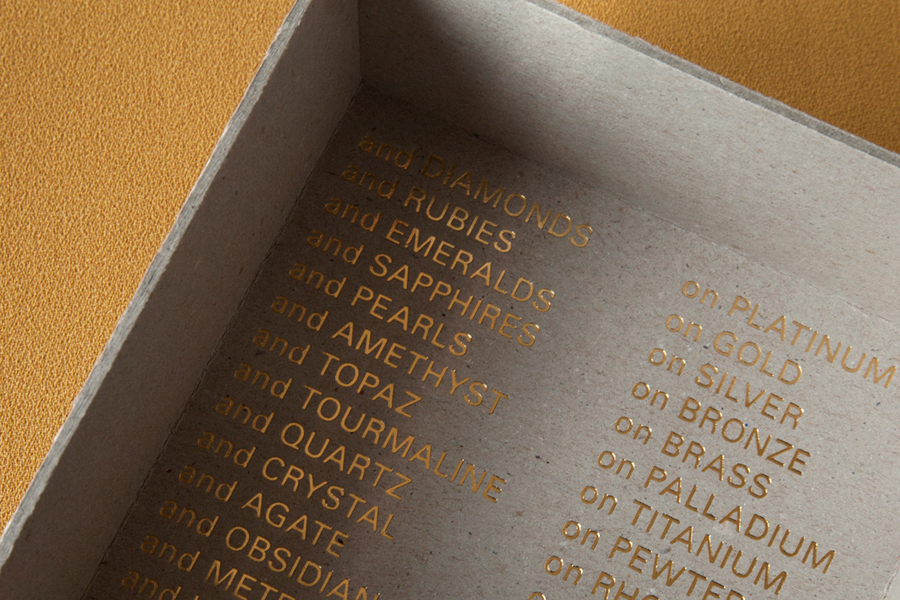 Jewellery box with copper foil detail for retailer Sancy & Regent designed by OK-RM