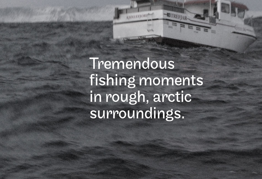 Photography and typography by Neue for Norwegian deep sea fishing experience Striptind