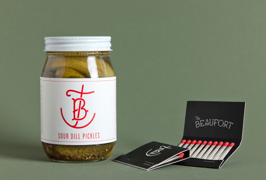 Logo, jar label and match packaging for Melbourne-based themed dive bar The Beaufort, designed by The Company You Keep