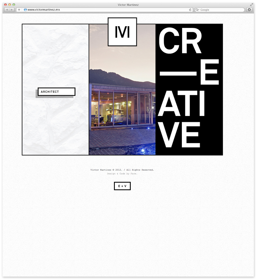 Logo and website designed by Face for architect and studio founder Victor Martinez