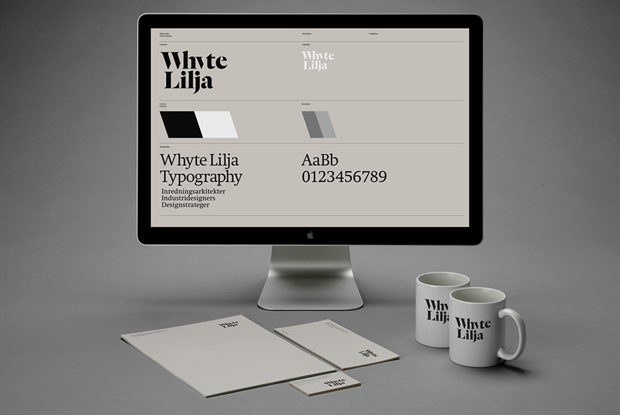 Logo, stationery, mugs and brand guidelines designed by Kurppa Hosk for Swedish architectural firm Whyte Lilja
