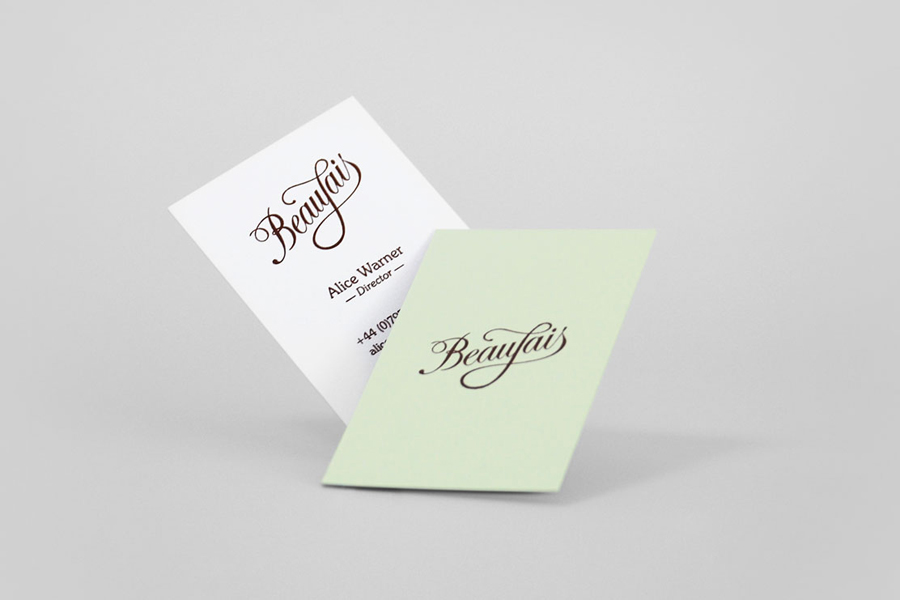 Logo and business card designed by Parent for luxury lingerie brand Beaujais