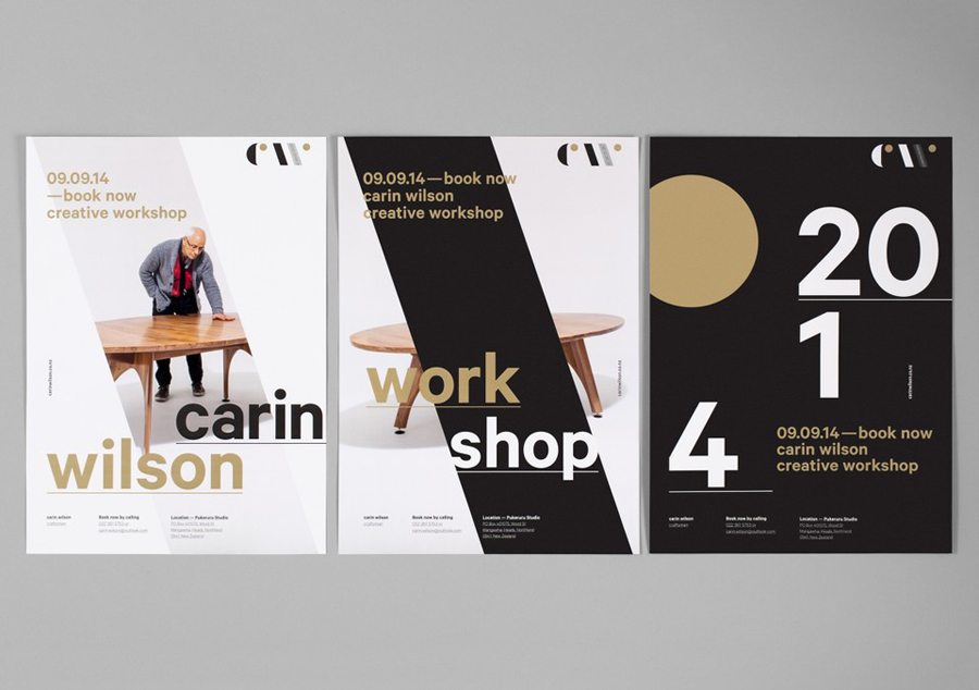 Logo and posters designed by Studio Alexander for furniture maker, sculptor and design educator Carin Wilson