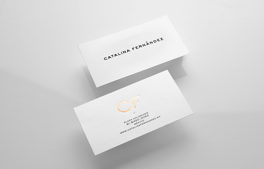 Logotype and business card with gold foil detail designed by Anagrama for San Pedro pastry shop Catalina Fernandez