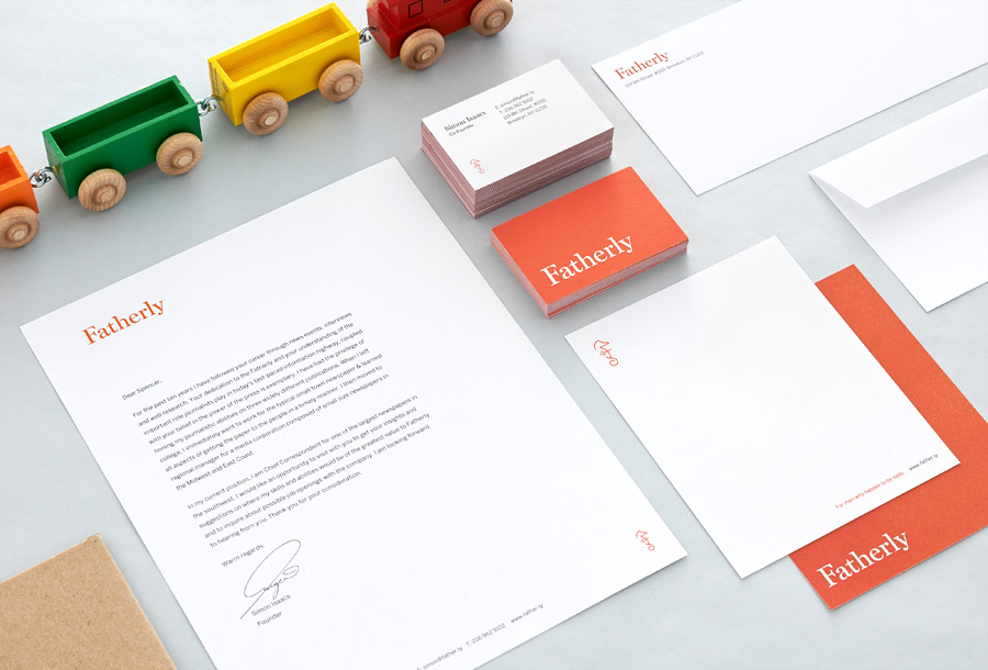 Stationery designed by Apartment One for dad-centric parenting media platform Fatherly