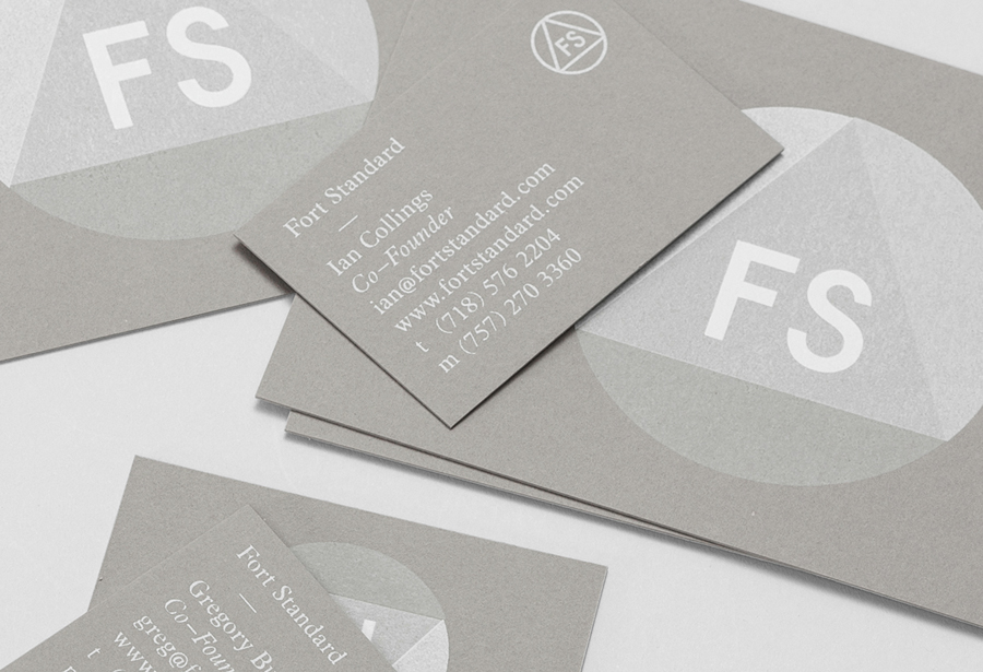 Logo and screen printed business card for industrial design studio Fort Standard designed by Studio Lin