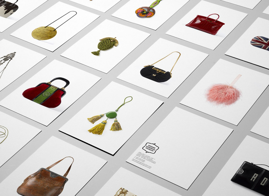 Postcards designed by Charlie Smith Design for the Simone Handbag Museum