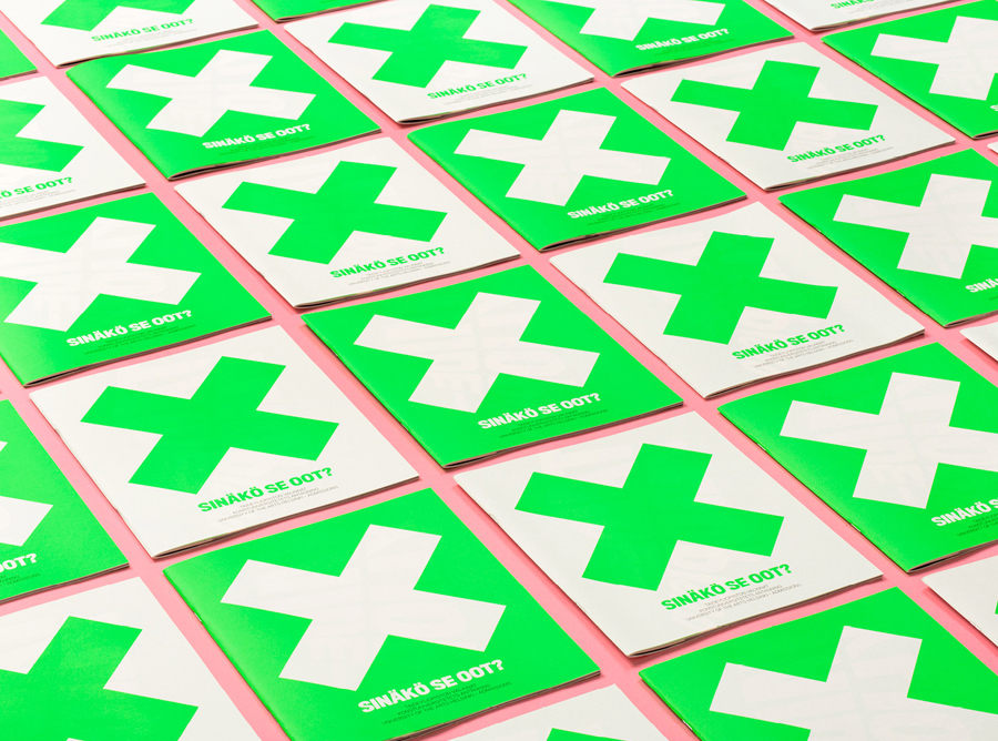 Print with fluorescent green ink detail designed by Bond for the University of the Arts Helsinki