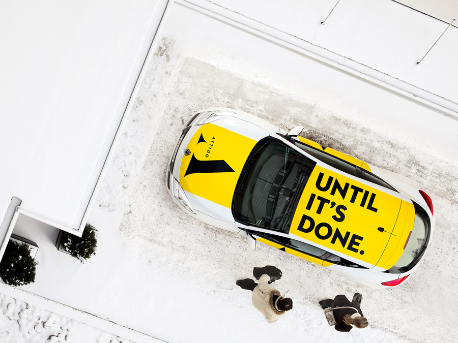 Vehicle livery designed by Bond for Finnish information system development and optimisation company Attido