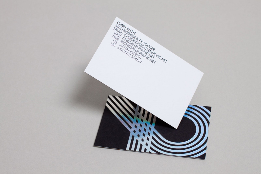 Duplex business card with holographic foil print finish by Build for Chris Allen