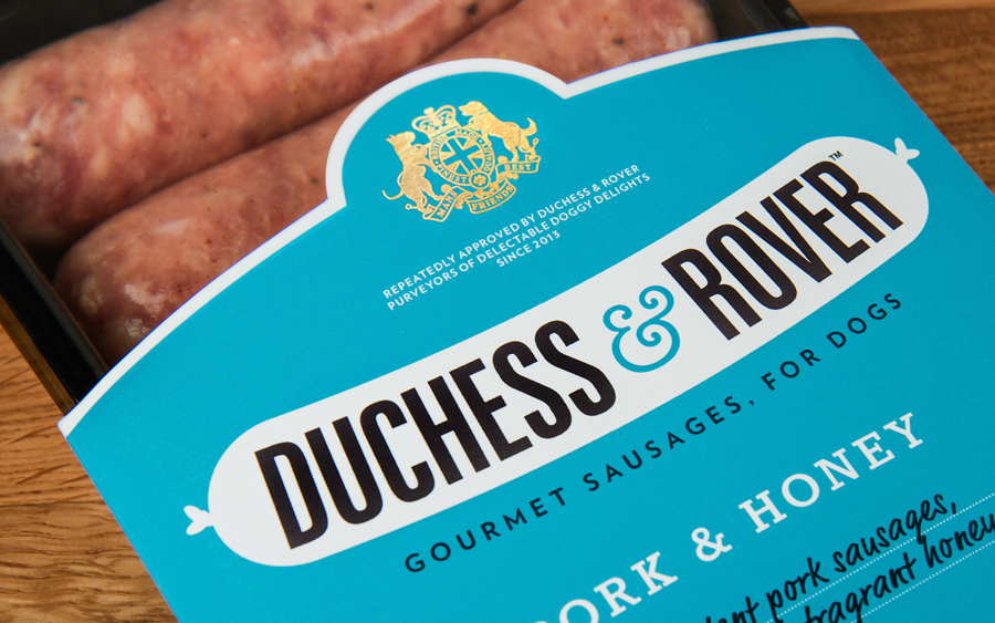 Packaging by Robot Food for dog sausage range Duchess & Rover