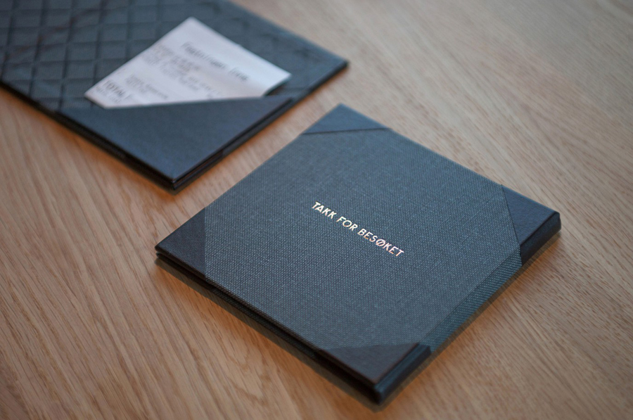 Logo and menu with copper foil detail designed by Uniform for Oslo brasserie Festningen