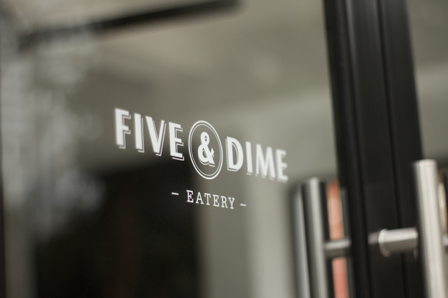 Logo design and signage by Bravo Company for Singapore cafe and restaurant Five & Dime