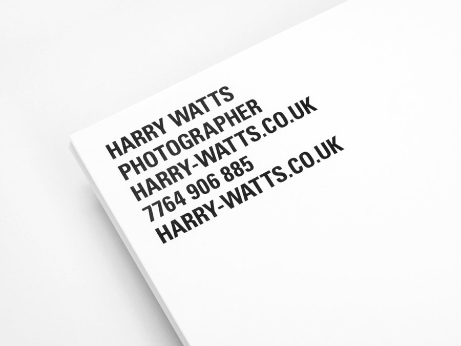 Headed paper designed by Birch for British photographer Harry Watts