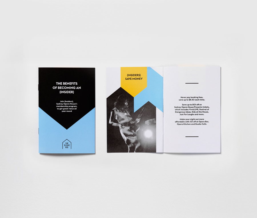 Logo and brochure designed by Naughtyfish for Sydney Opera House’s membership program Insiders 