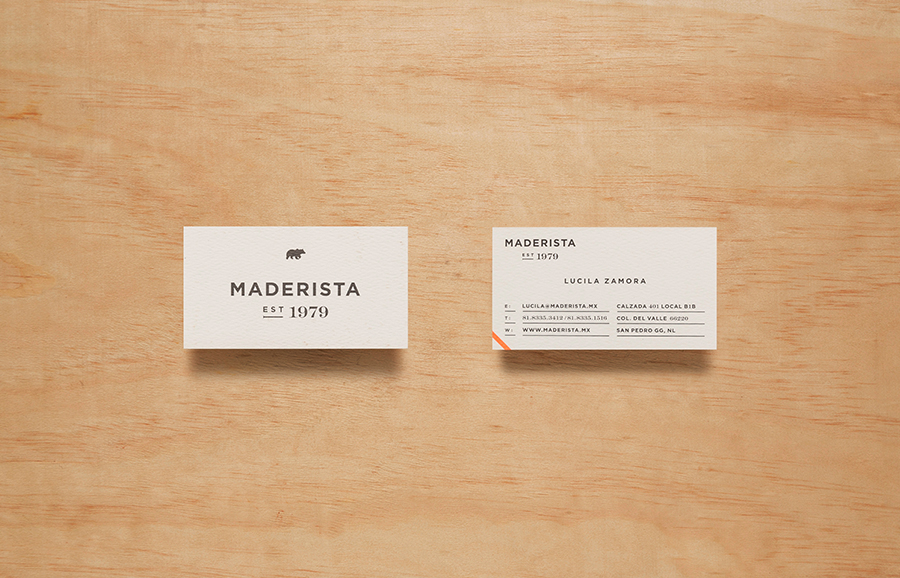 Logo and business card designed by Anagrama for San Pedro-based carpentry studio Maderista