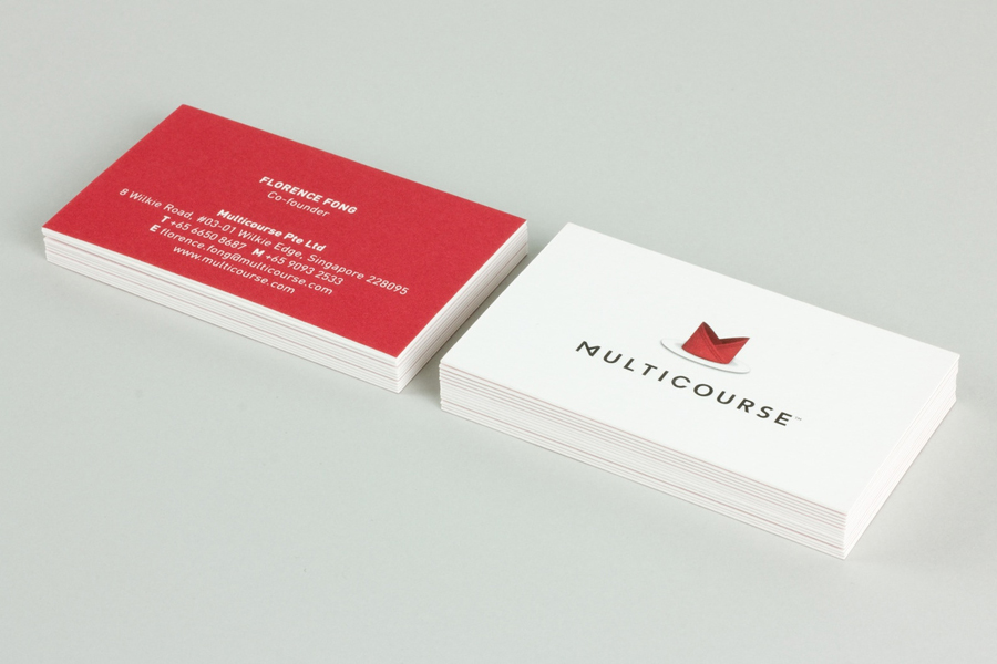 Logo and business card for Multicourse designed by Bravo Company