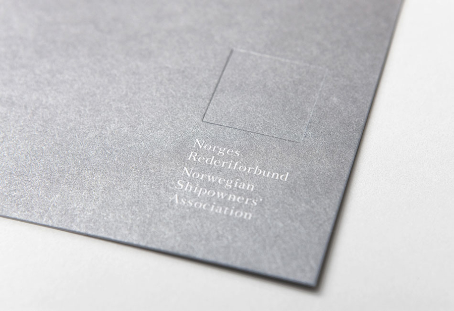 Logo and print with deboss detail designed by Neue for Oslo-based Norwegian Shipowners' Association