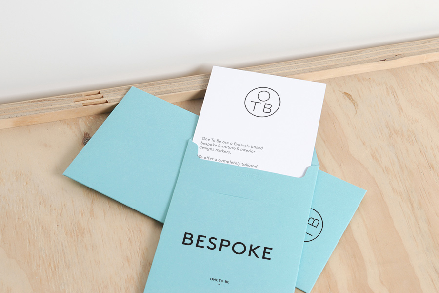 Logo and pastel coloured envelopes created by Coast for furniture design and manufacturing workshop One To Be