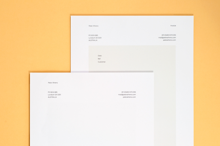 Logotype and letterhead for photographer Peter Ahrens by Studio Jubilee