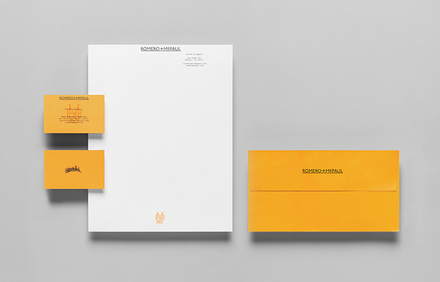 Logo and stationery design by Anagrama for luxury slipper brand Romero+McPaul