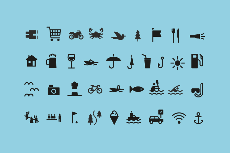 Iconography designed by Neue for Norwegian coastal holiday resort Tregde Ferie