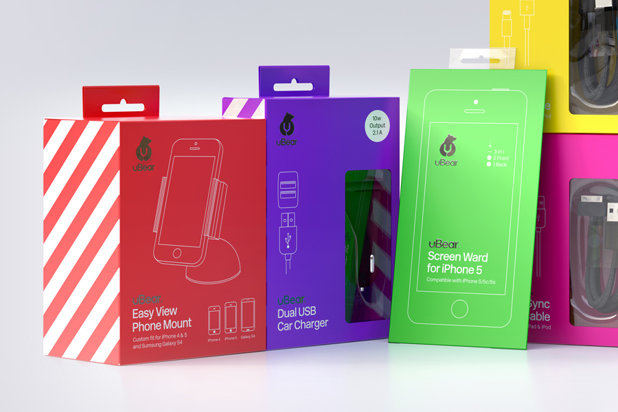 Packaging designed by Hype Type Studio for high end mobile phone, tablet and laptop accessories company U-Bear
