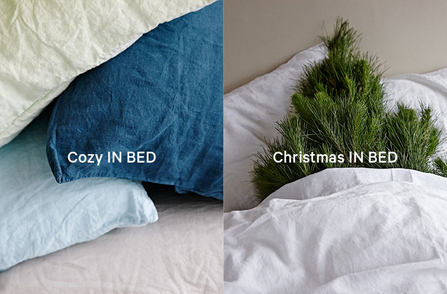 Copy, type and photography for online linen retailer In Bed designed by Moffitt.Moffitt