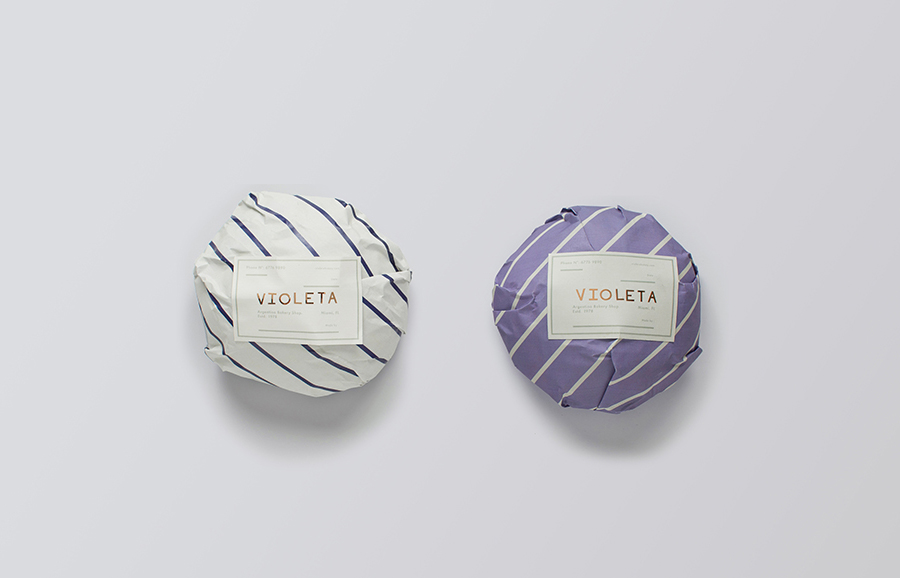 Logo and packaging with copper foil detail designed by Anagrama for traditional Argentinian bakery Voleta