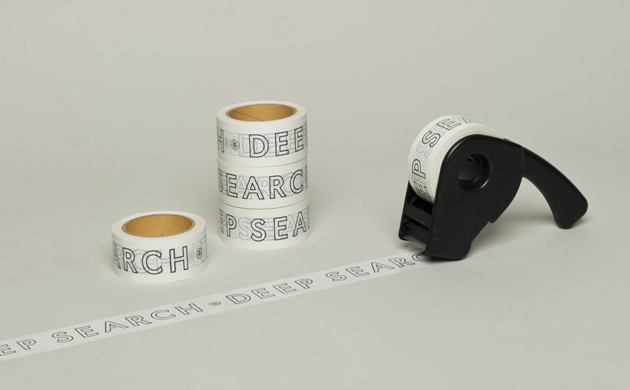 Box tape with logotype detail created by Bielke+Yang for Norwegian shoe brand Deep Search