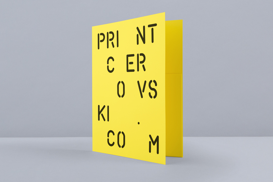 Yellow card folder for print production studio Cerovski designed by Bunch